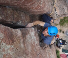 Rock climbing on Granite at the Pass of Ballater Learn to lead trad climbs